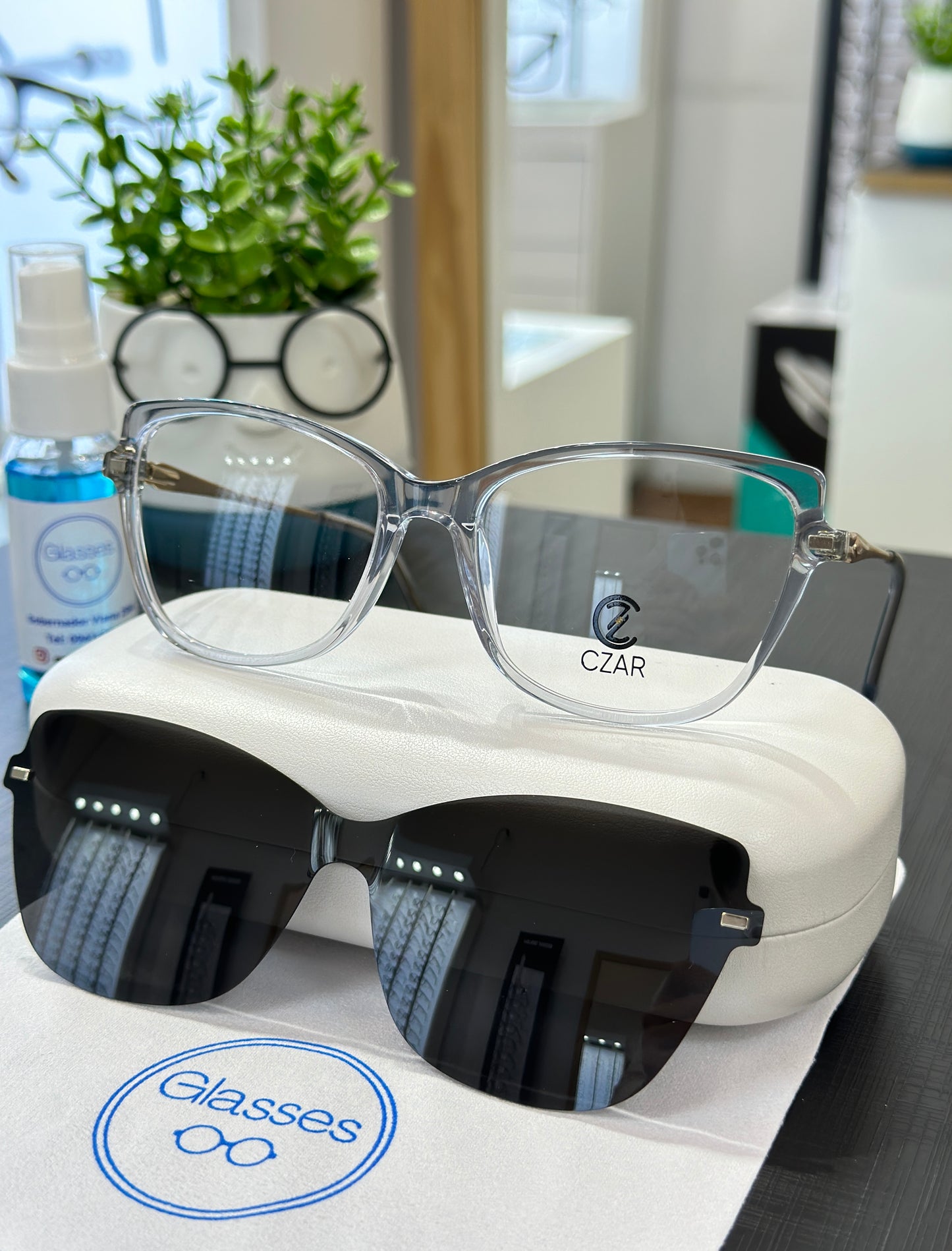 Armazón CZAR acetato con clip de sol polarizado